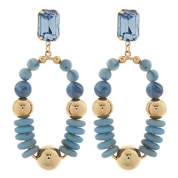 Bead Stone Oval Drop Earrings - Picture 3 of 4